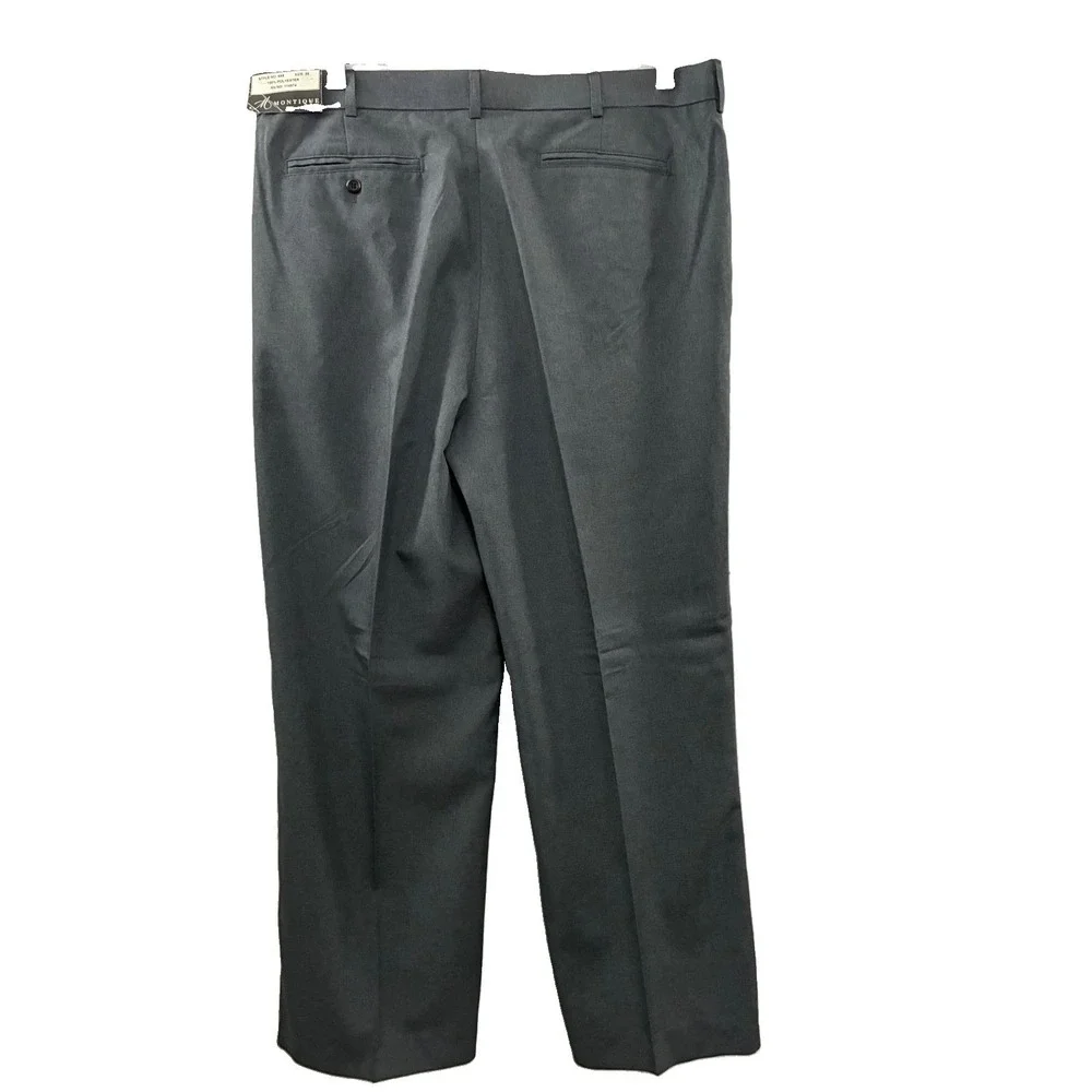 Montique Dress Pants Mens 38 Gray Pleated Front Straight Leg Formal Style New
